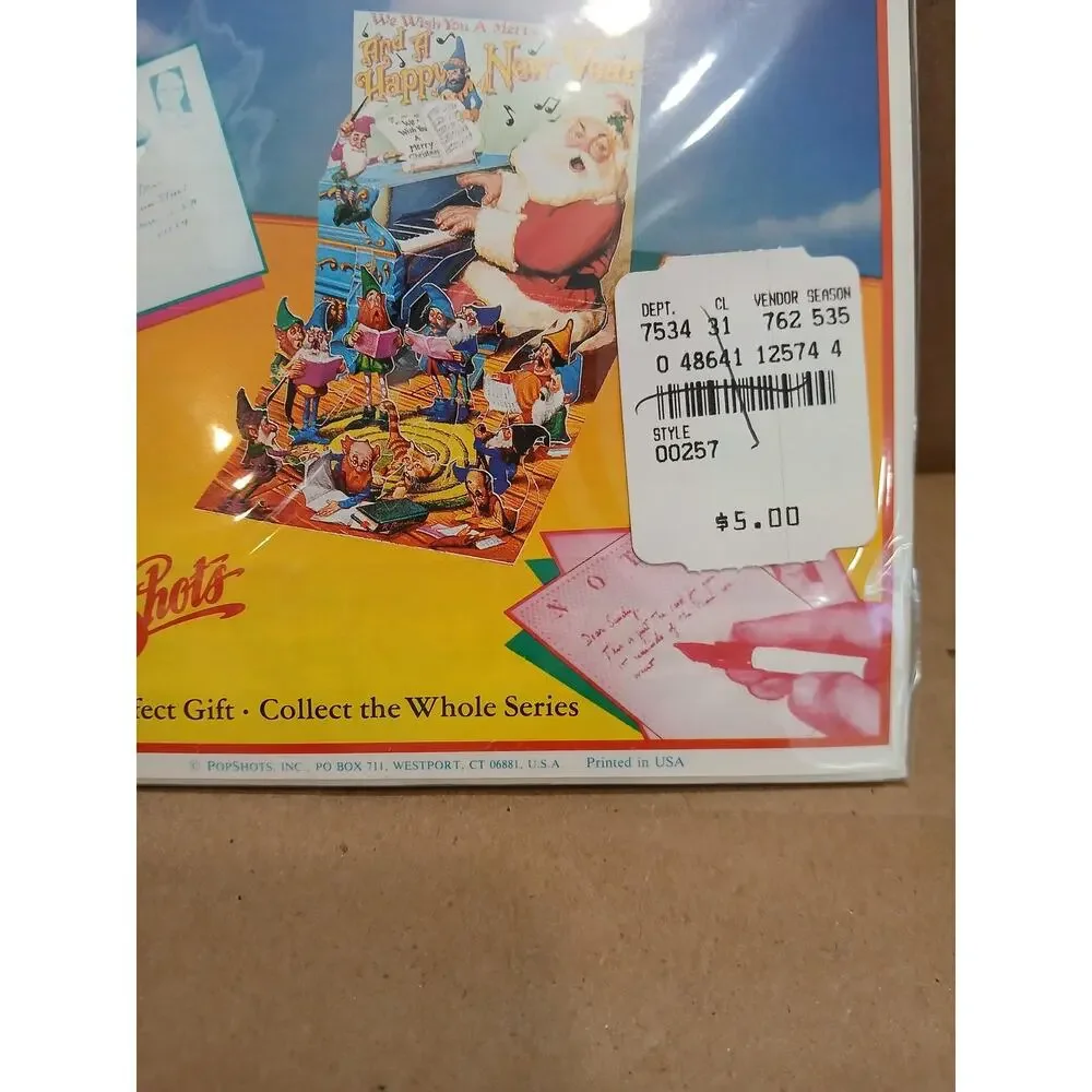 Vintage PopShots Singin' Santa Pop Up Card Christmas Holiday CPS-257 USA New
